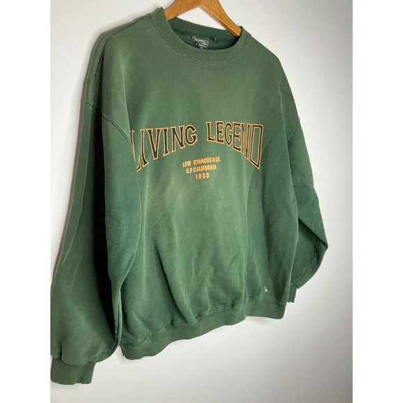 Levi's Living Legend Men's Large Green Crewneck Sweatshirt Distressed - Picture 2 of 9